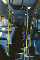 blue and yellow train interior
