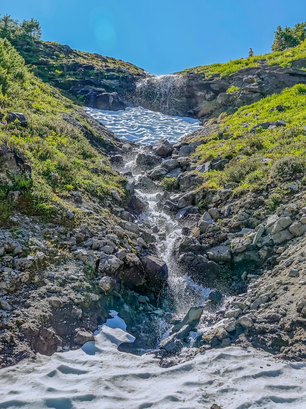 Río rocoso verde y gris