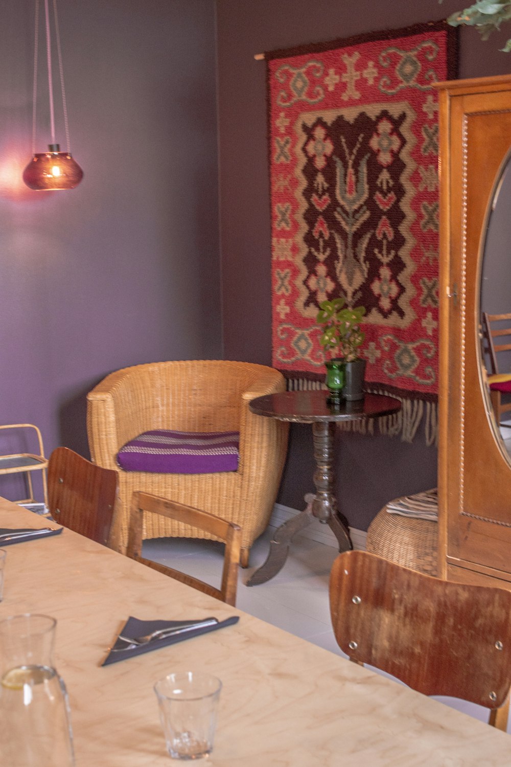 brown wooden chair beside table