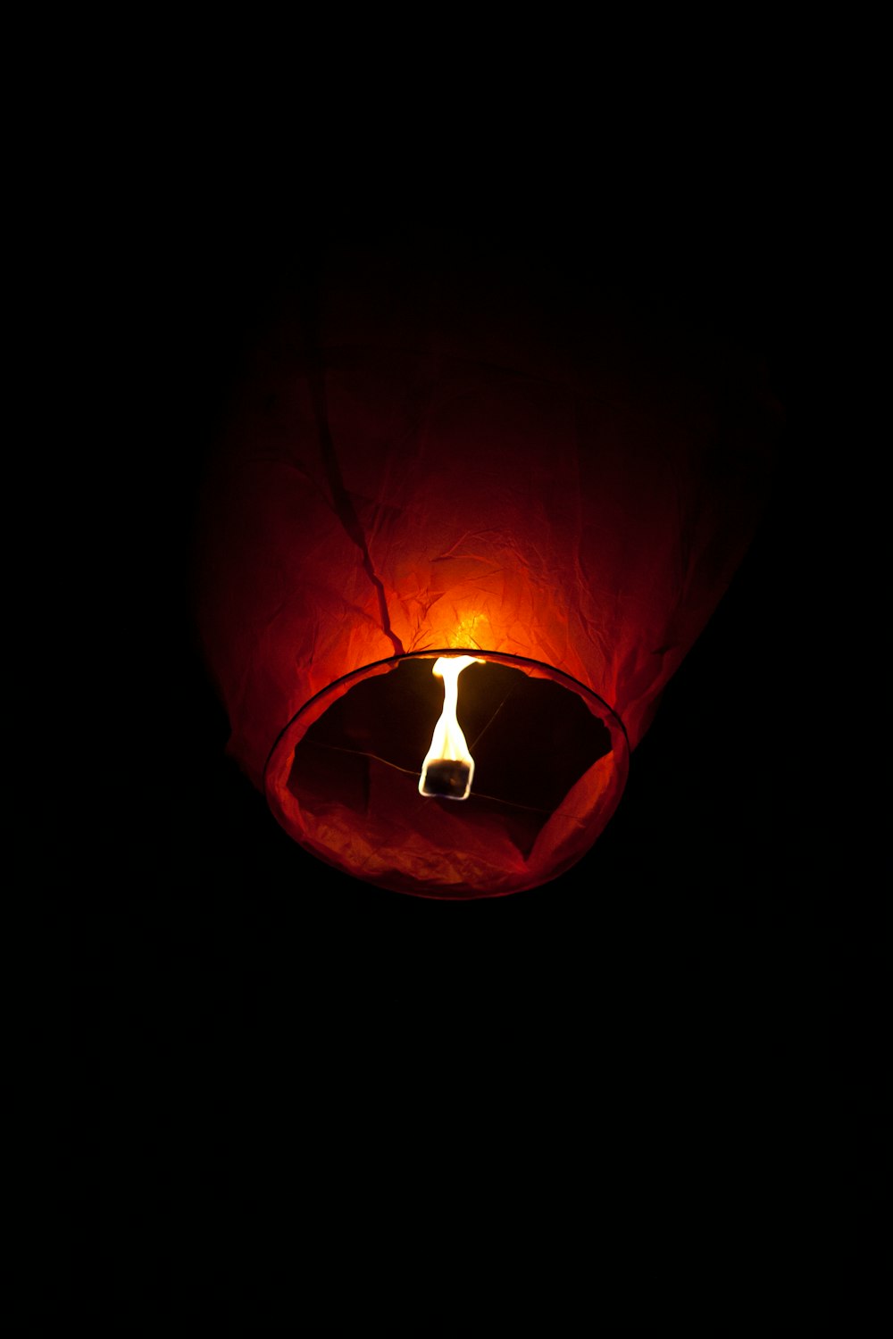 red paper lantern with light