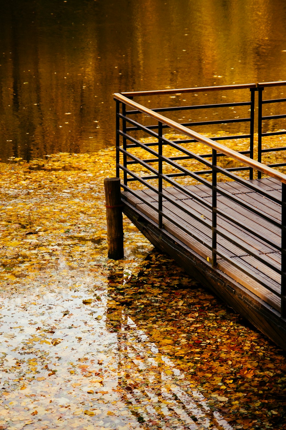 a wooden bridge over a body of water