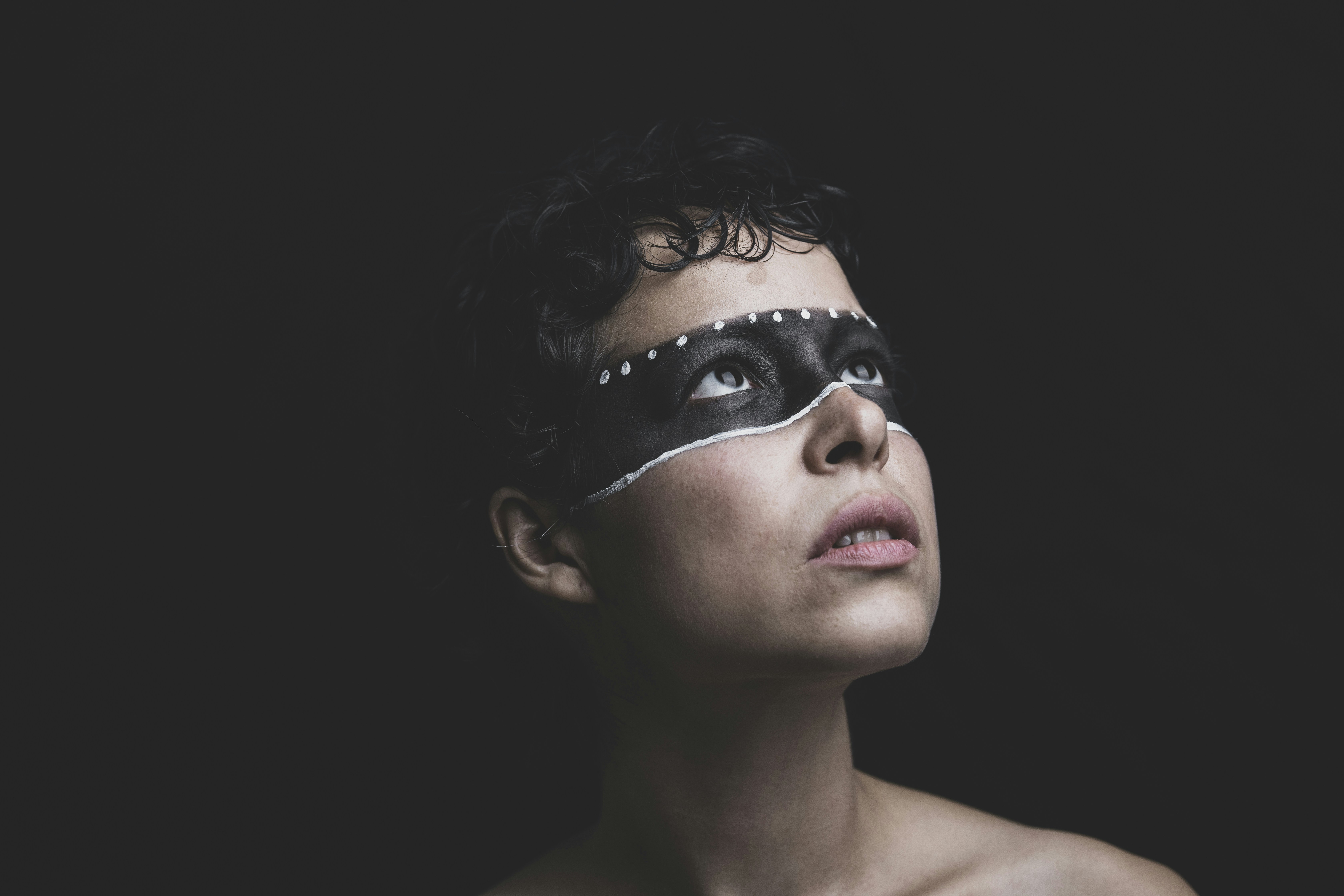 portrait of a girl in a black mask
