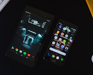 black android smartphone displaying home screen