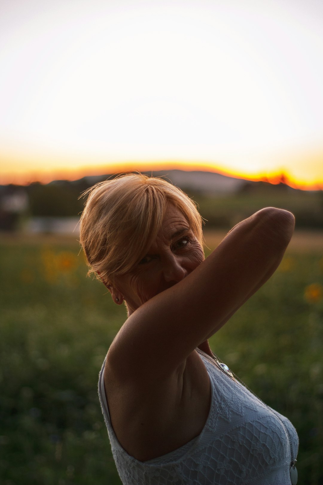 woman in white tank top