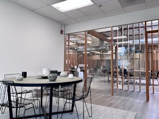 black metal table and chairs