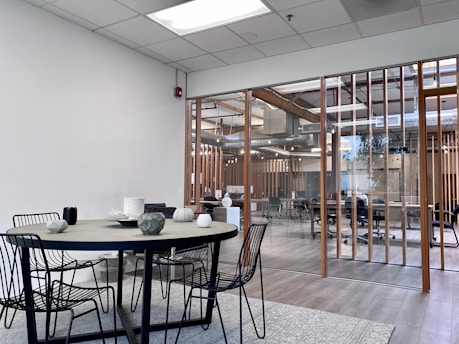 black metal table and chairs