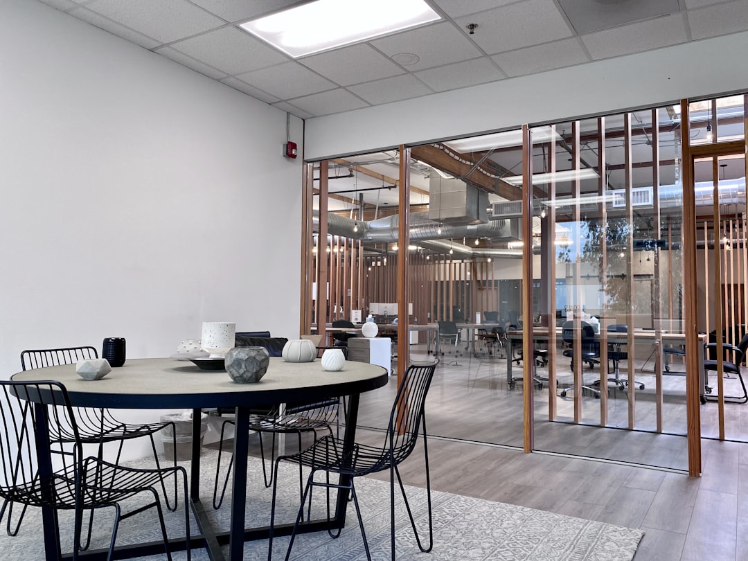 black metal table and chairs, Creative office design