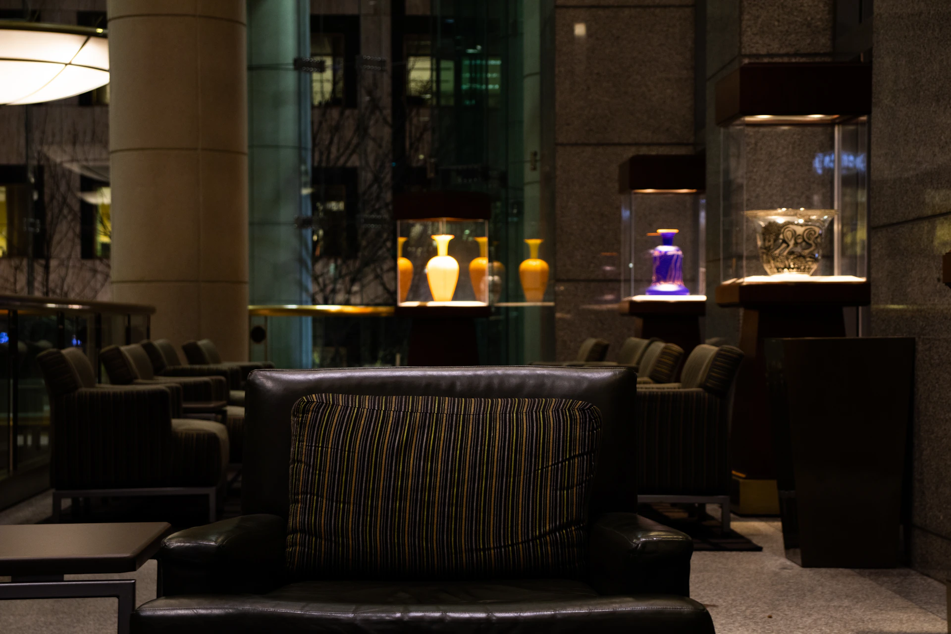 Luxury hotel lounge with elegant lighting
