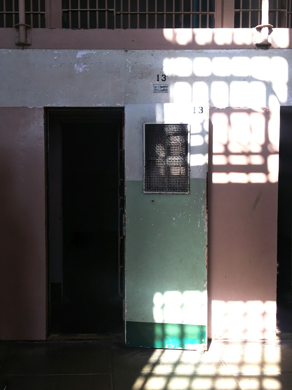 green and brown wooden door