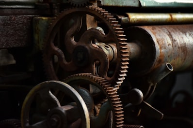 green and brown metal machine