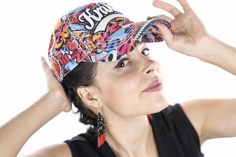 woman in stylish floral headdress