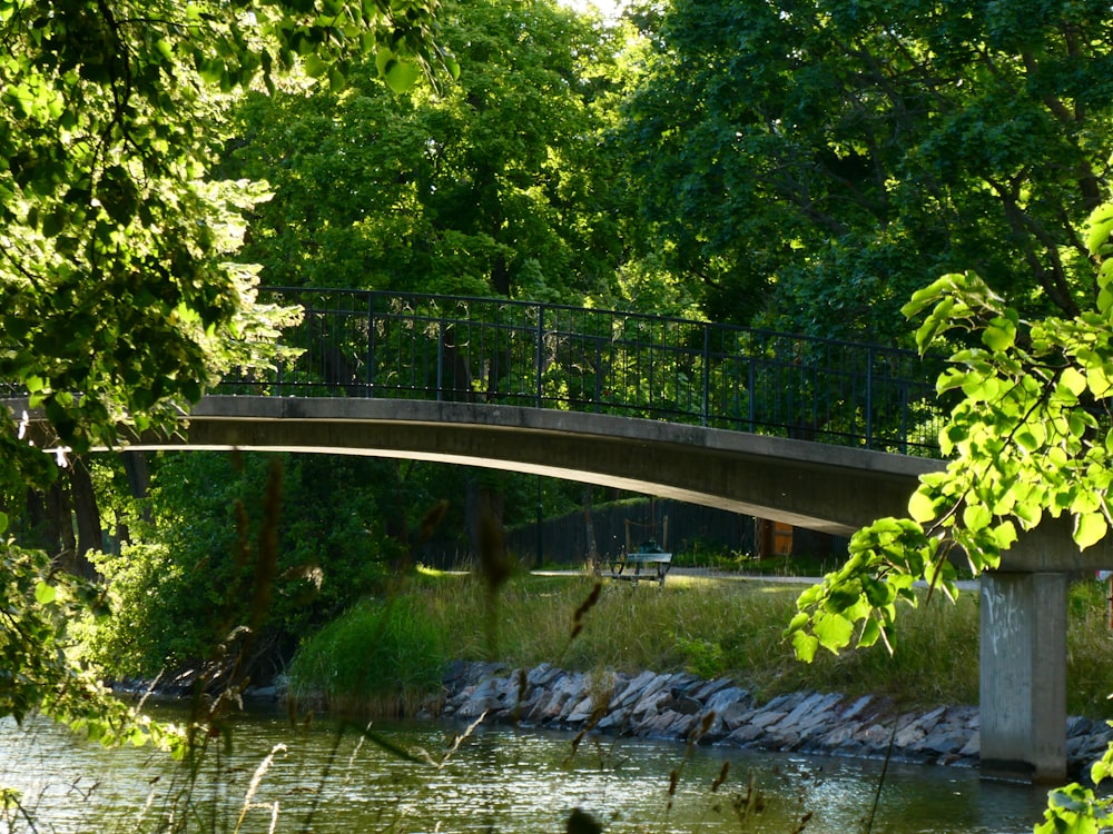 gray concrete bridge over river