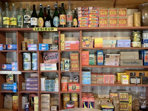 A display of French retail and distribution networks showcasing diverse products.