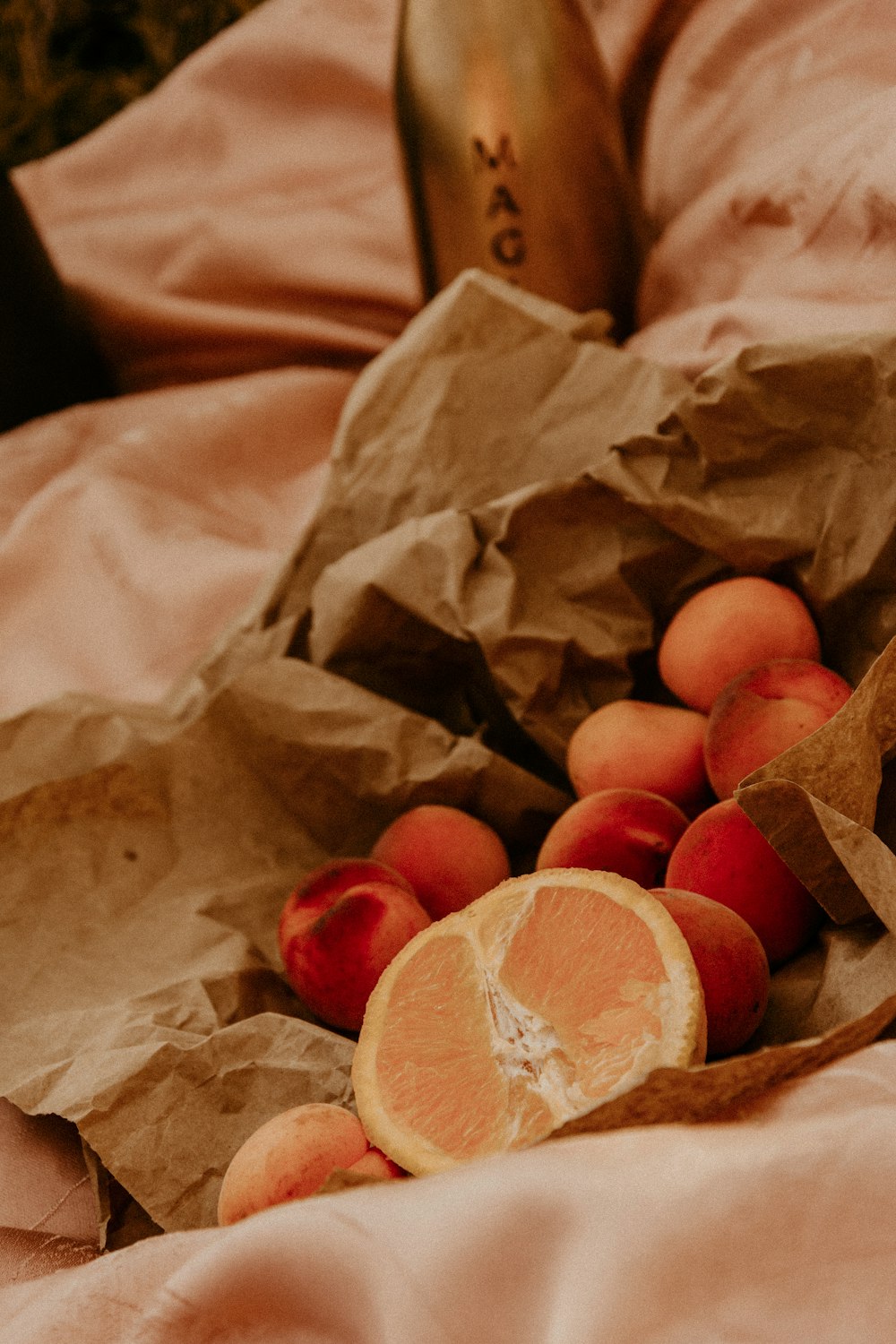 orange fruit on brown paper