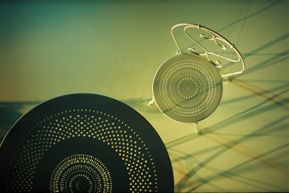 white round fan on brown wooden table