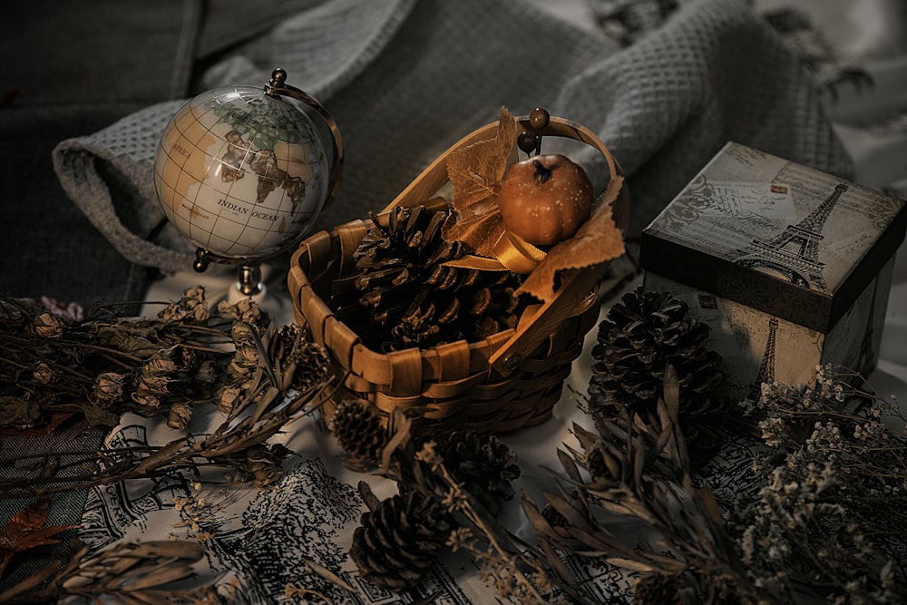 brown and black fruit on brown woven basket