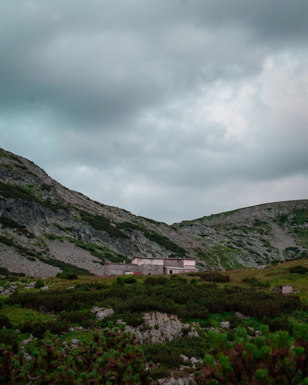 a house in the middle of a grassy field