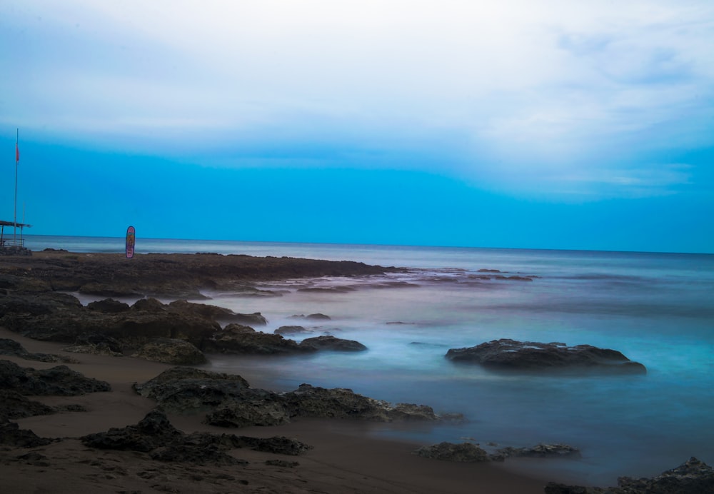 person standing on seashore during sunset