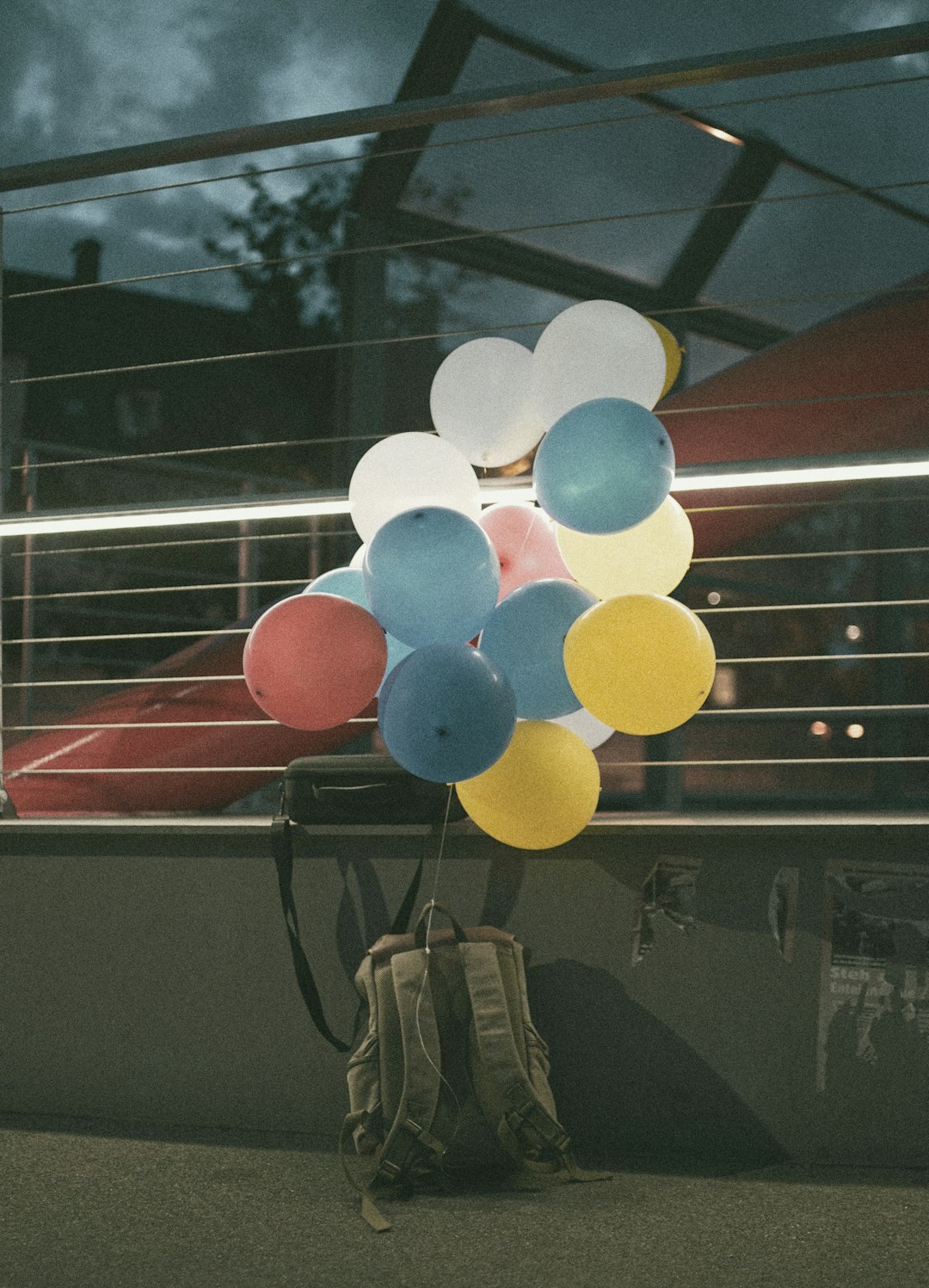 white blue and red balloons