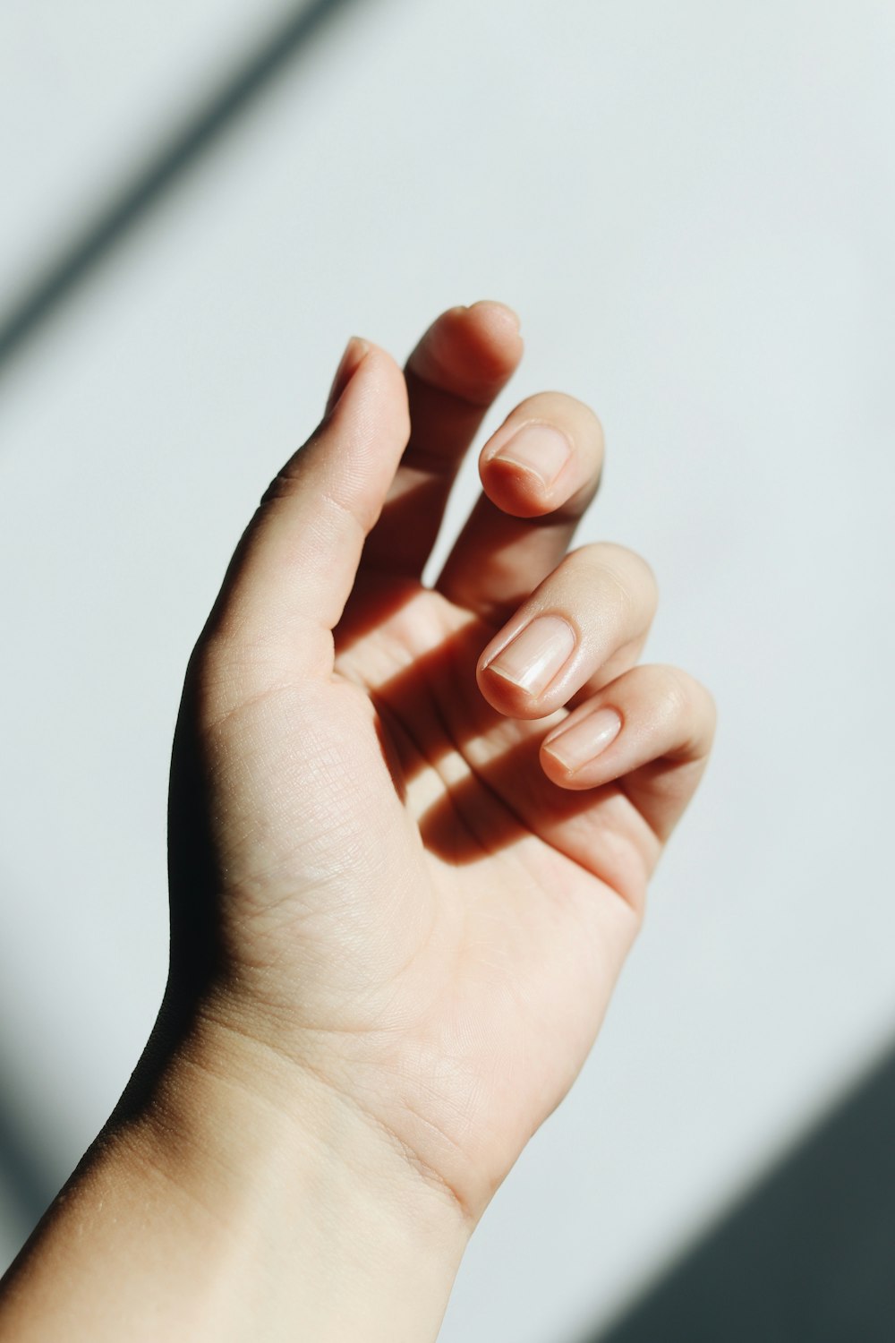 persons left hand on white table