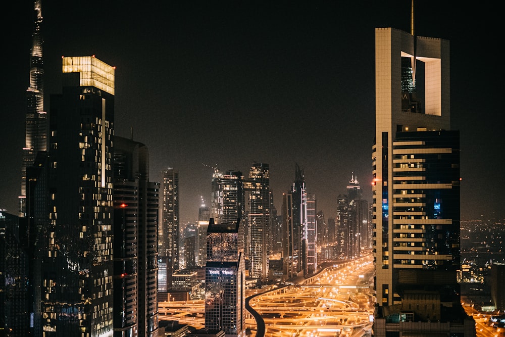 city buildings during night time