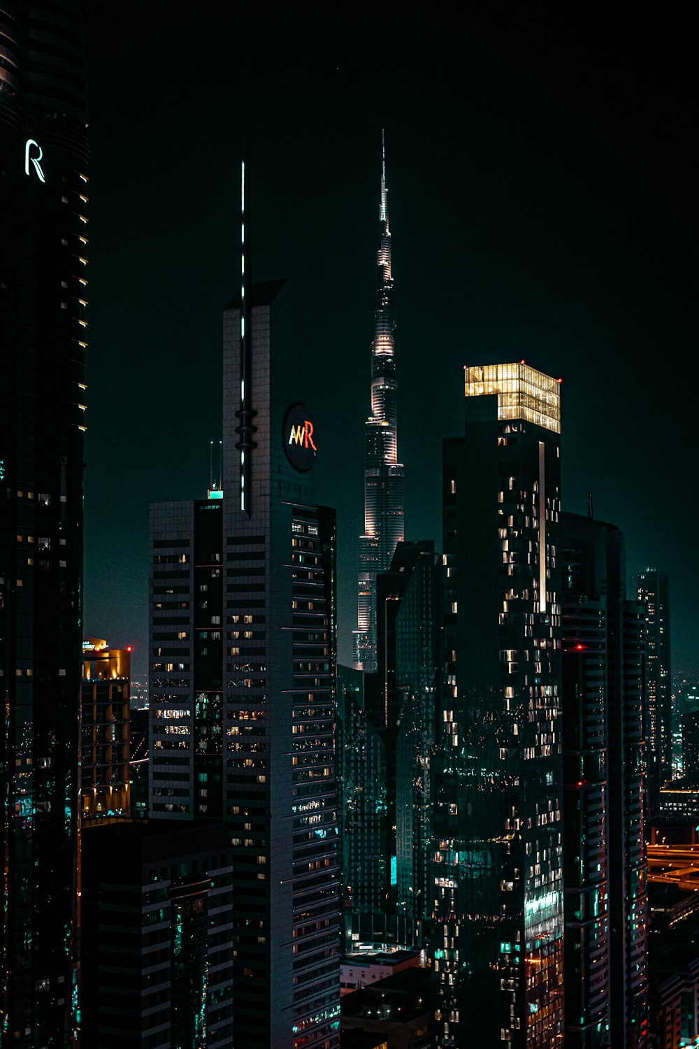 city buildings during night time