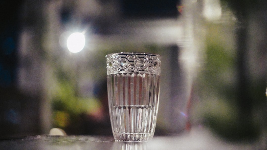 clear drinking glass on table