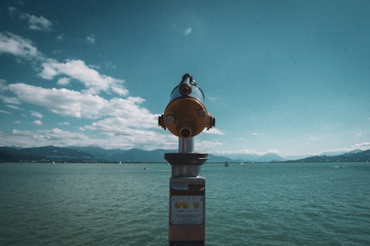 brown and white robot statue near body of water during daytime in Lindau Germany