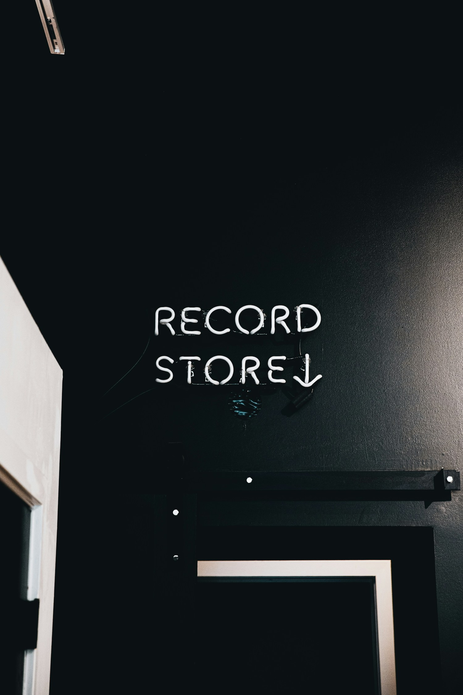 Vinyl record player on a wooden table