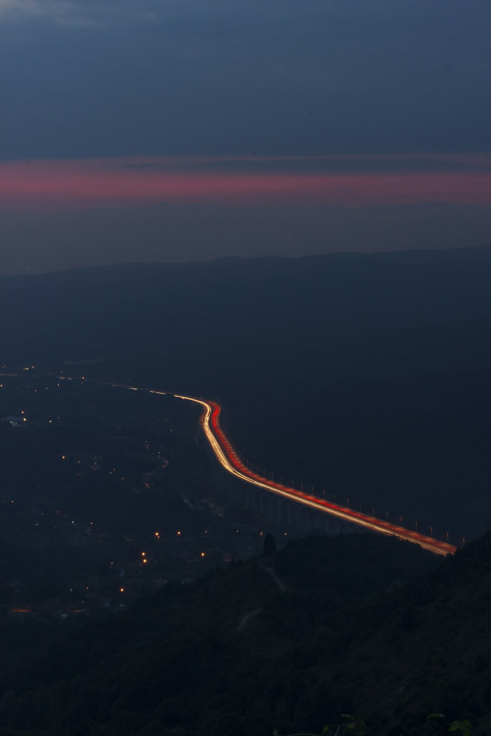 aerial view of city during night time