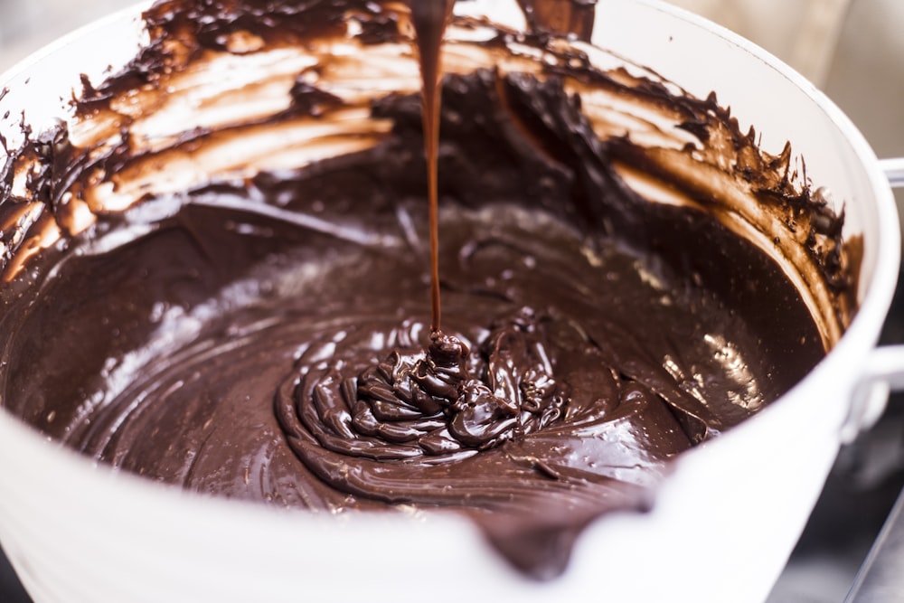 brown liquid in white ceramic bowl