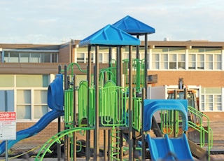 blue and green playground slide