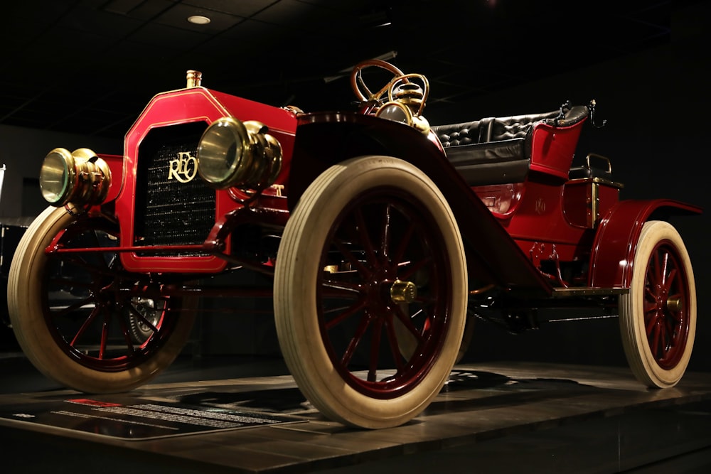 red and black vintage car