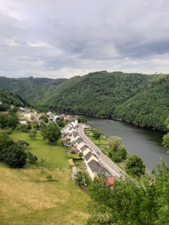 A picturesque view of a tranquil village setting.