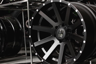 black and silver steering wheel