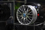 silver and black car wheel