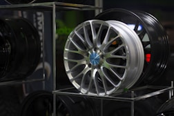 silver and black car wheel