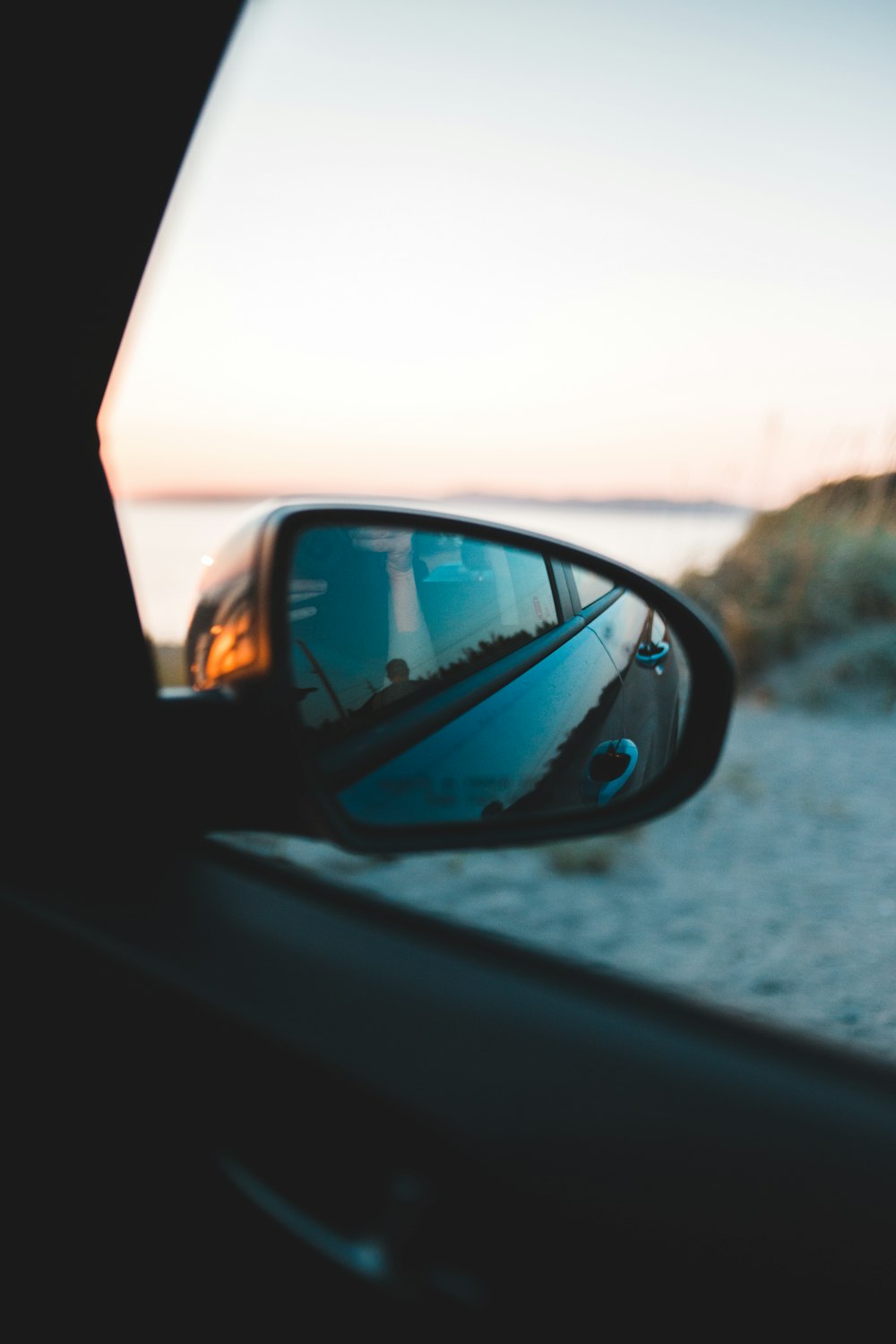 car side mirror with snow