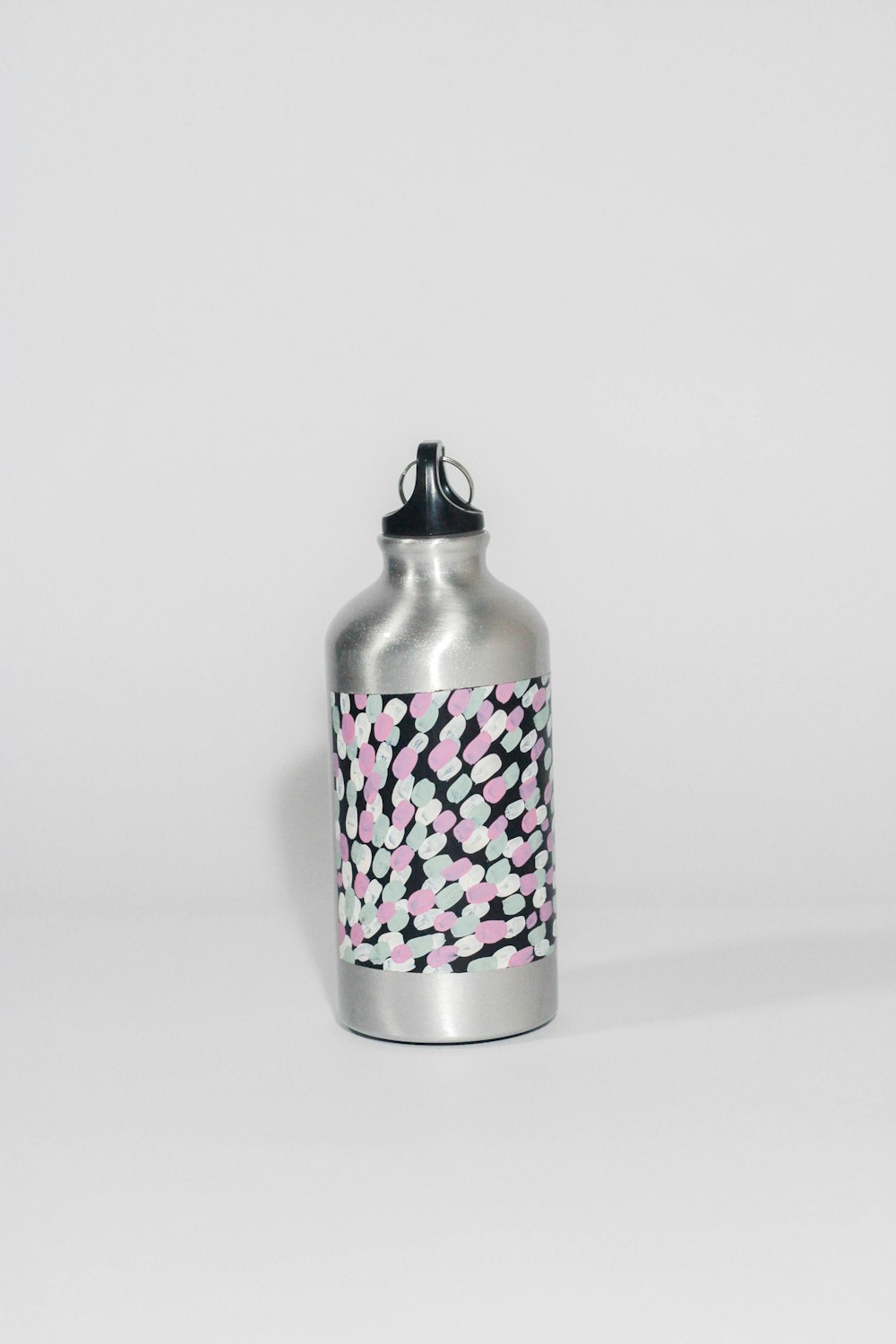 black and white floral vacuum flask