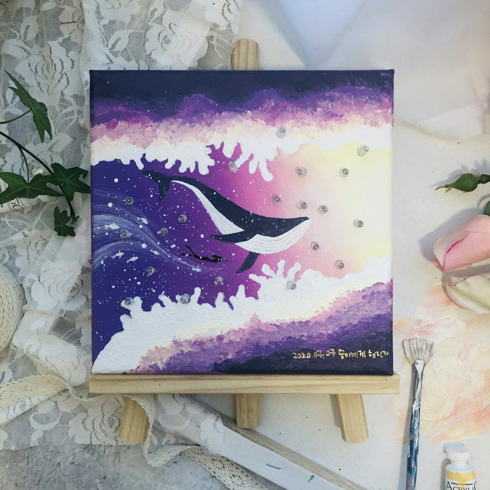 purple and black tree painting