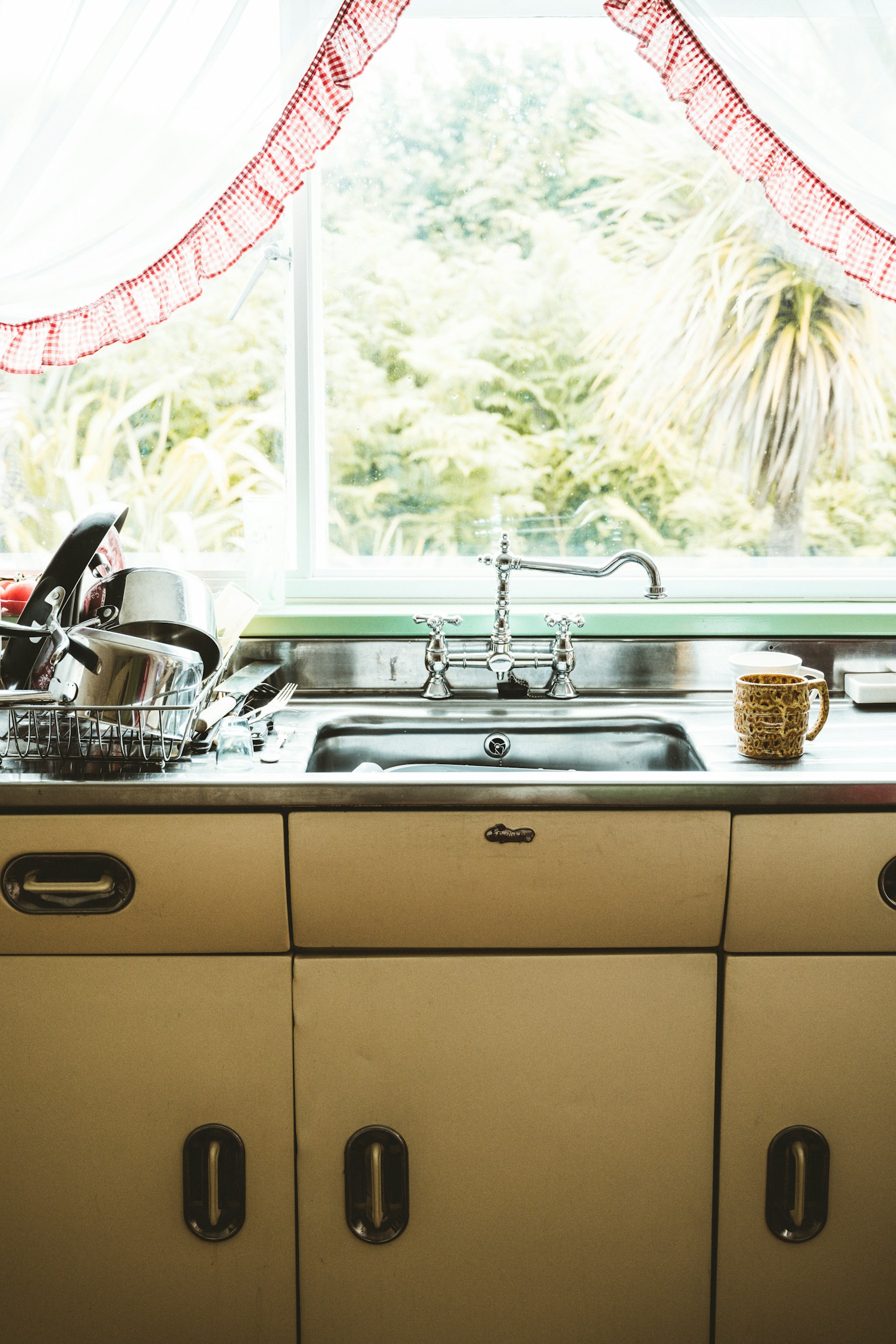 stainless steel sink with faucet