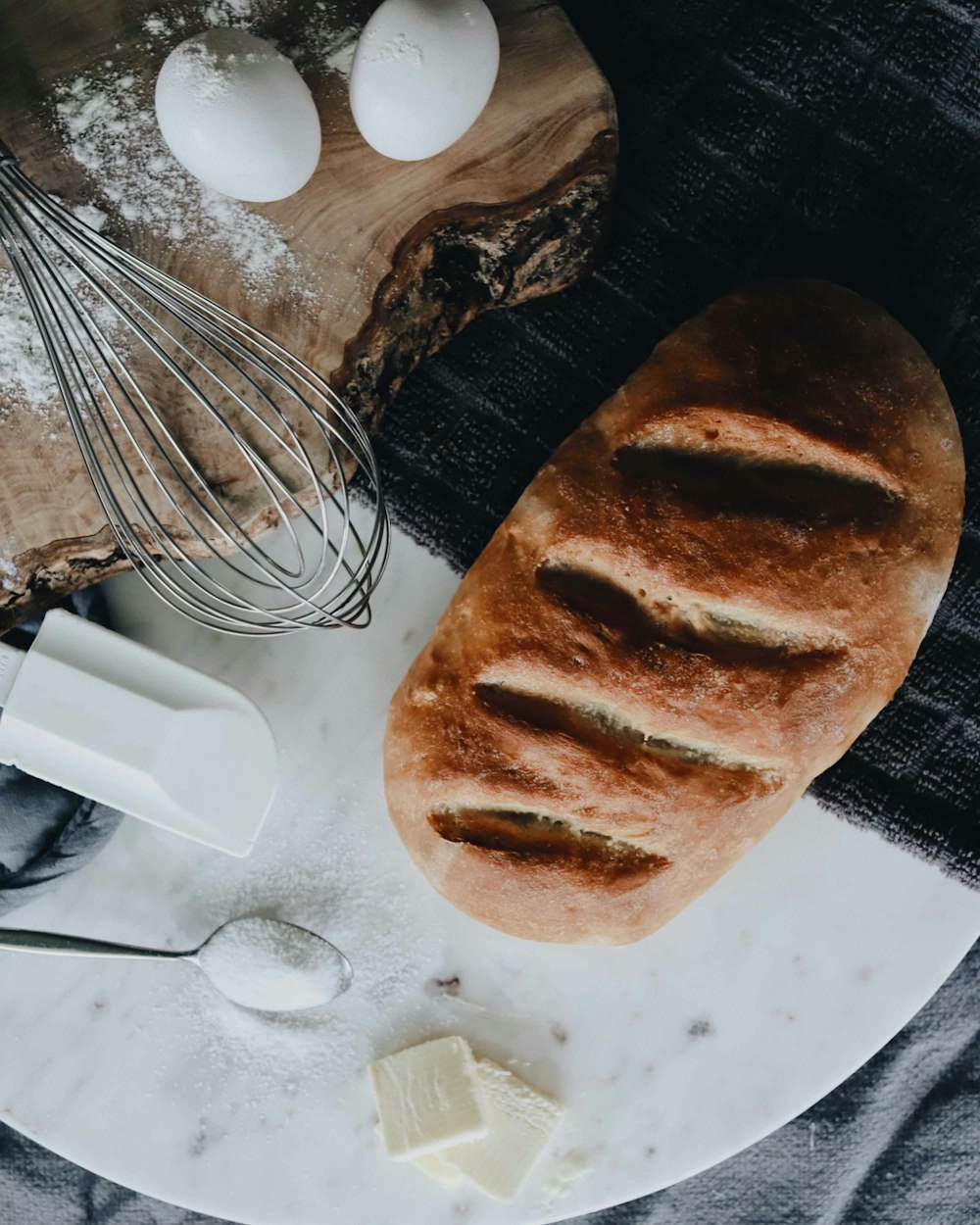 bread on white ceramic plate