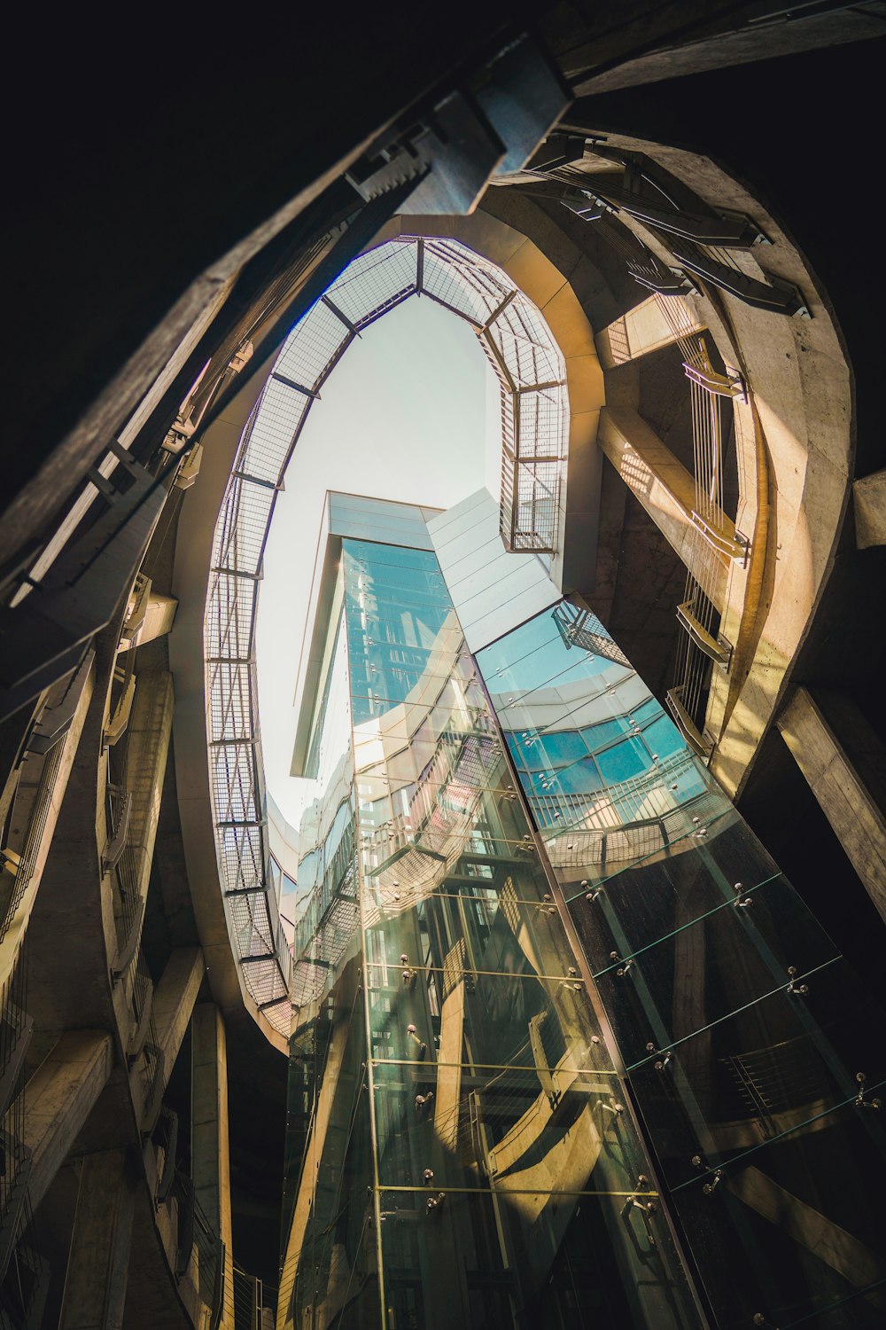 low angle photography of glass building