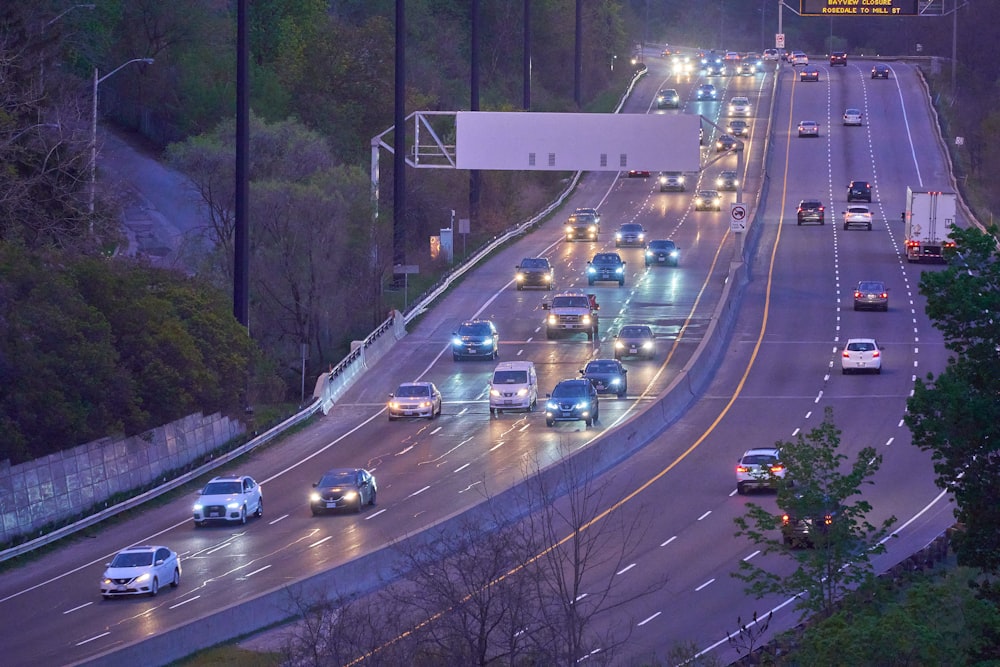 cars on road during night time