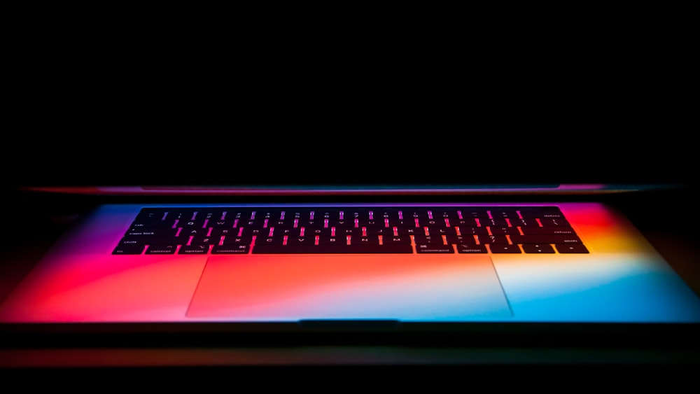 black and red laptop computer