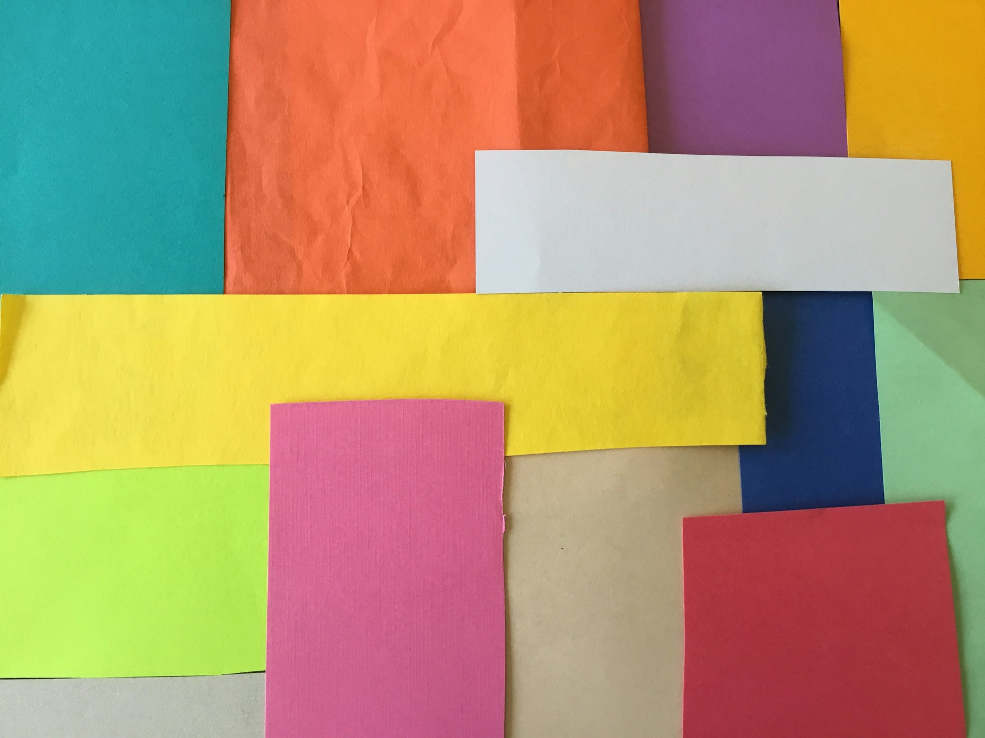 red white blue and yellow papers