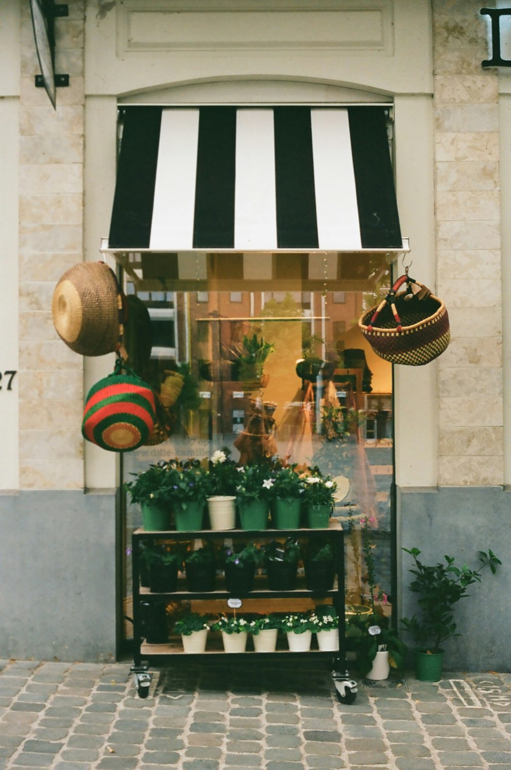 black and white striped pendant lamp