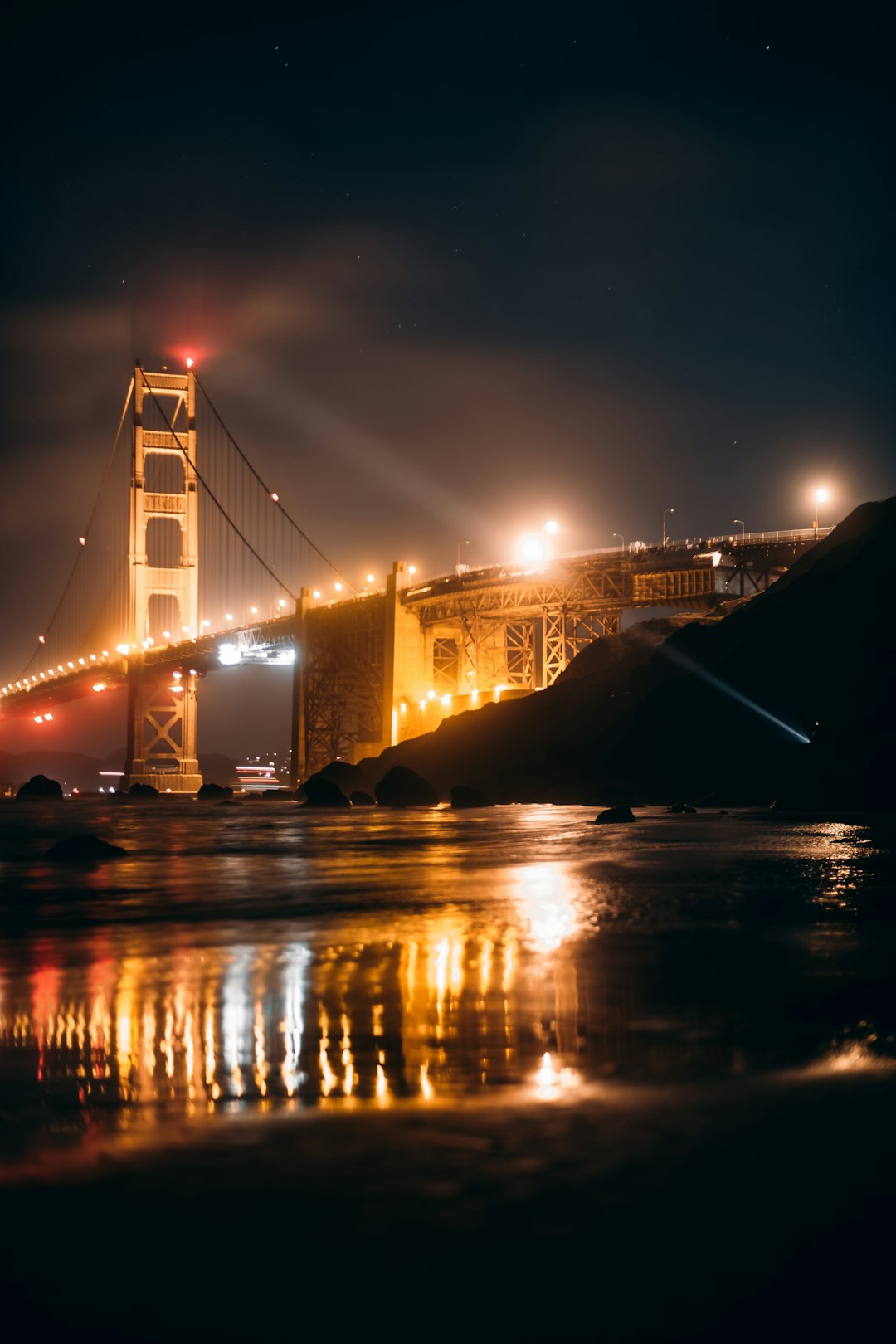 golden gate bridge during night time