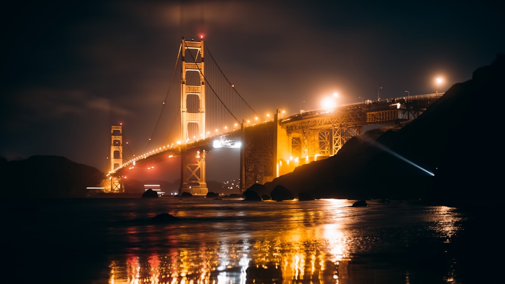 golden gate bridge during night time