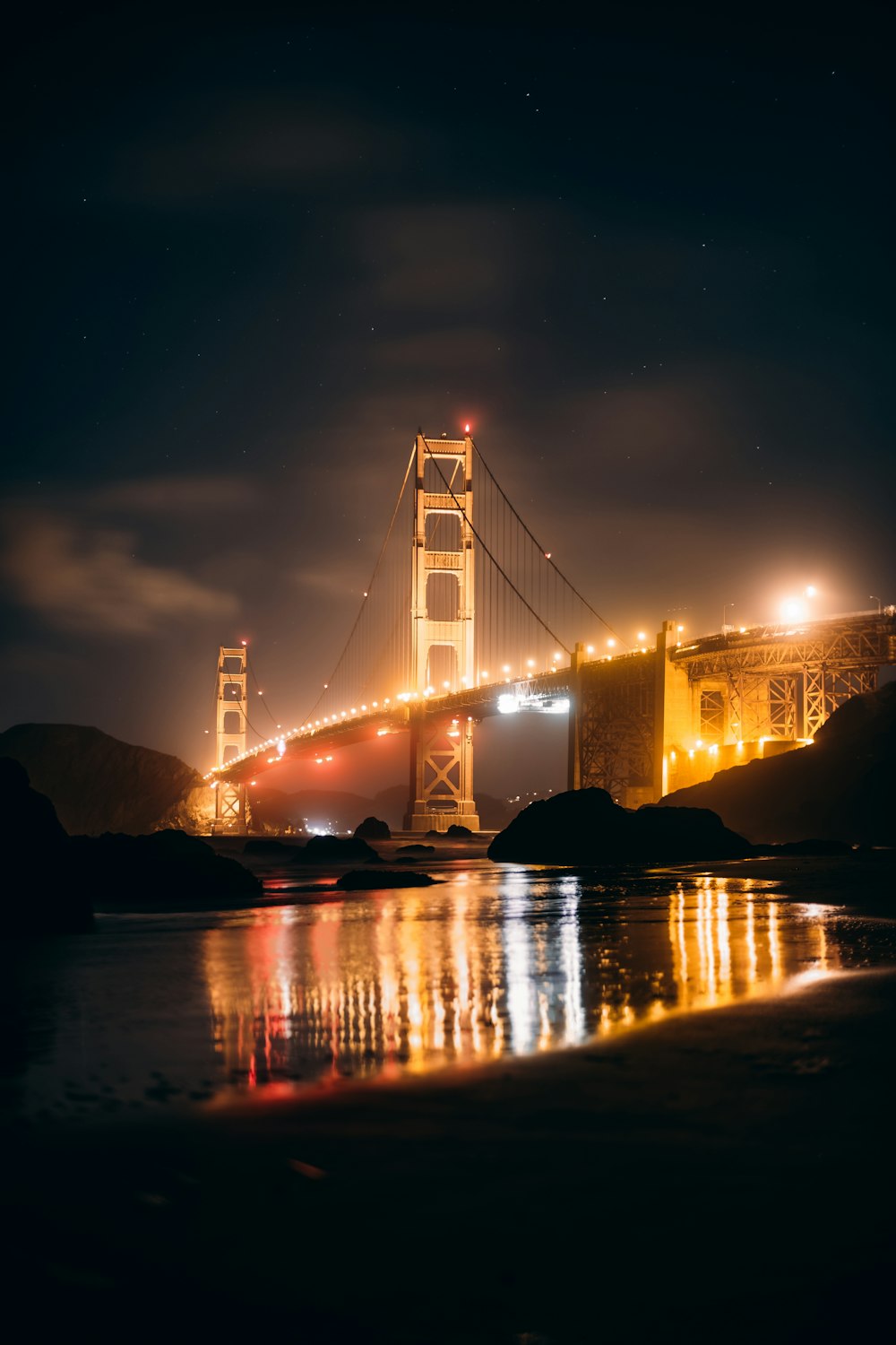 golden gate bridge during night time